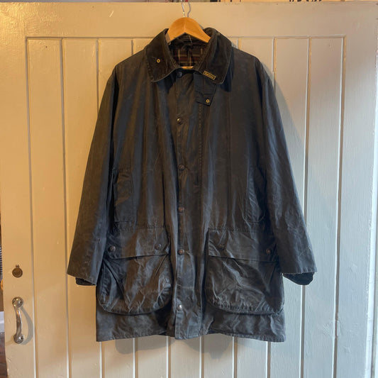 1990s Navy Barbour Wax Border jacket Coat