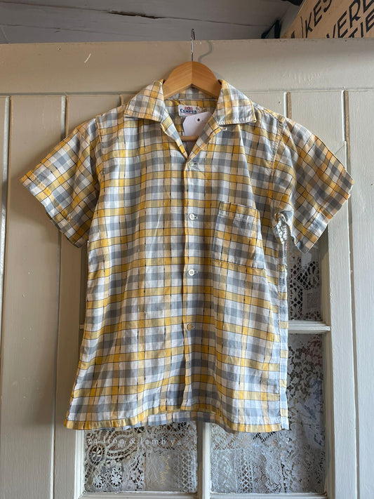 1960s Check Ivy League Loop Collar Leisure Shirt