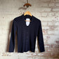 1970s Navy Wool Knitted Button Cardigan Jumper