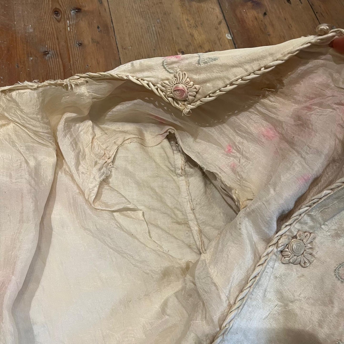 1940s Silk Satin Embroidered Jacket Coat