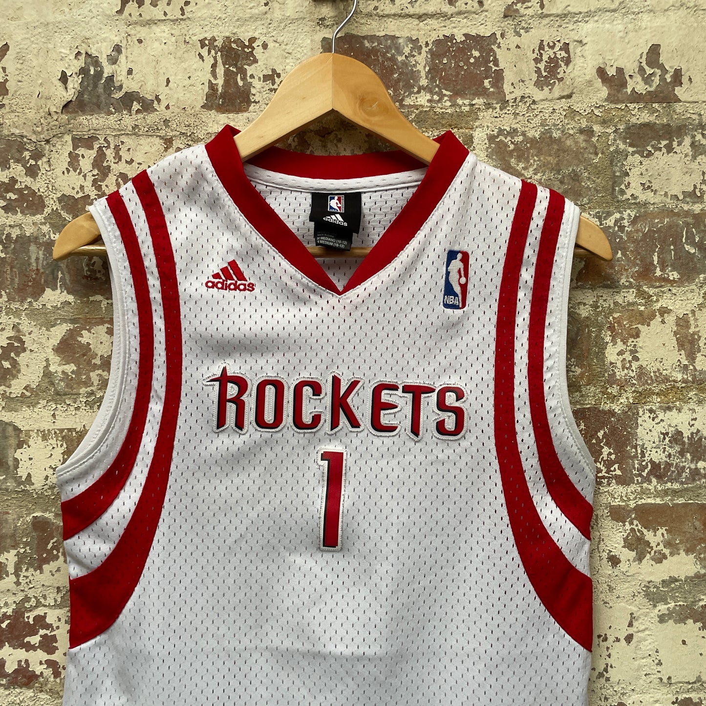 White and Red Adidas NBA Rockets Jersey Vest