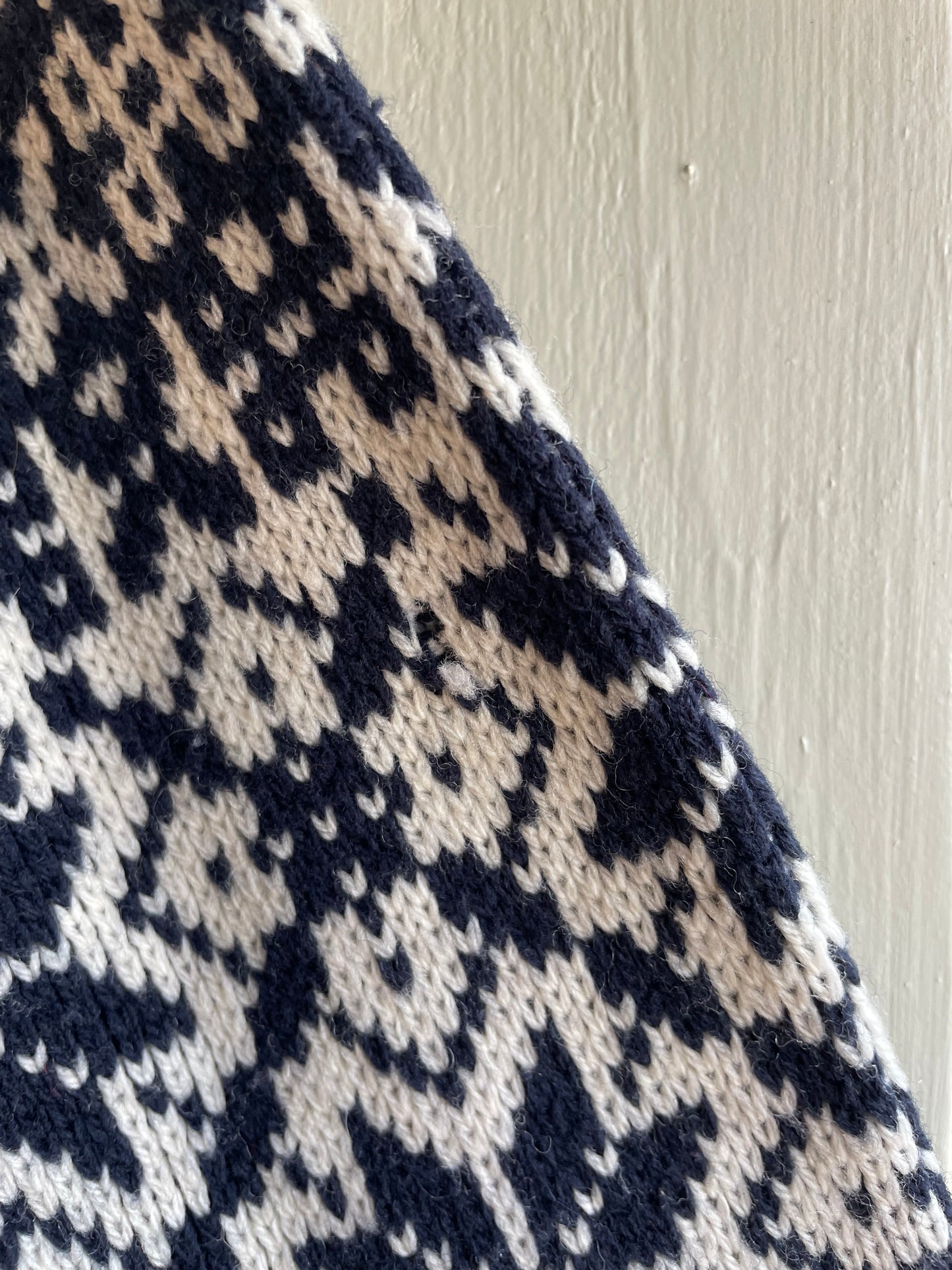 1970s Navy Patterned Knitted Jumper