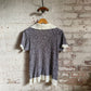 1970s Brown Knitted Open Collar Polo Shirt Top