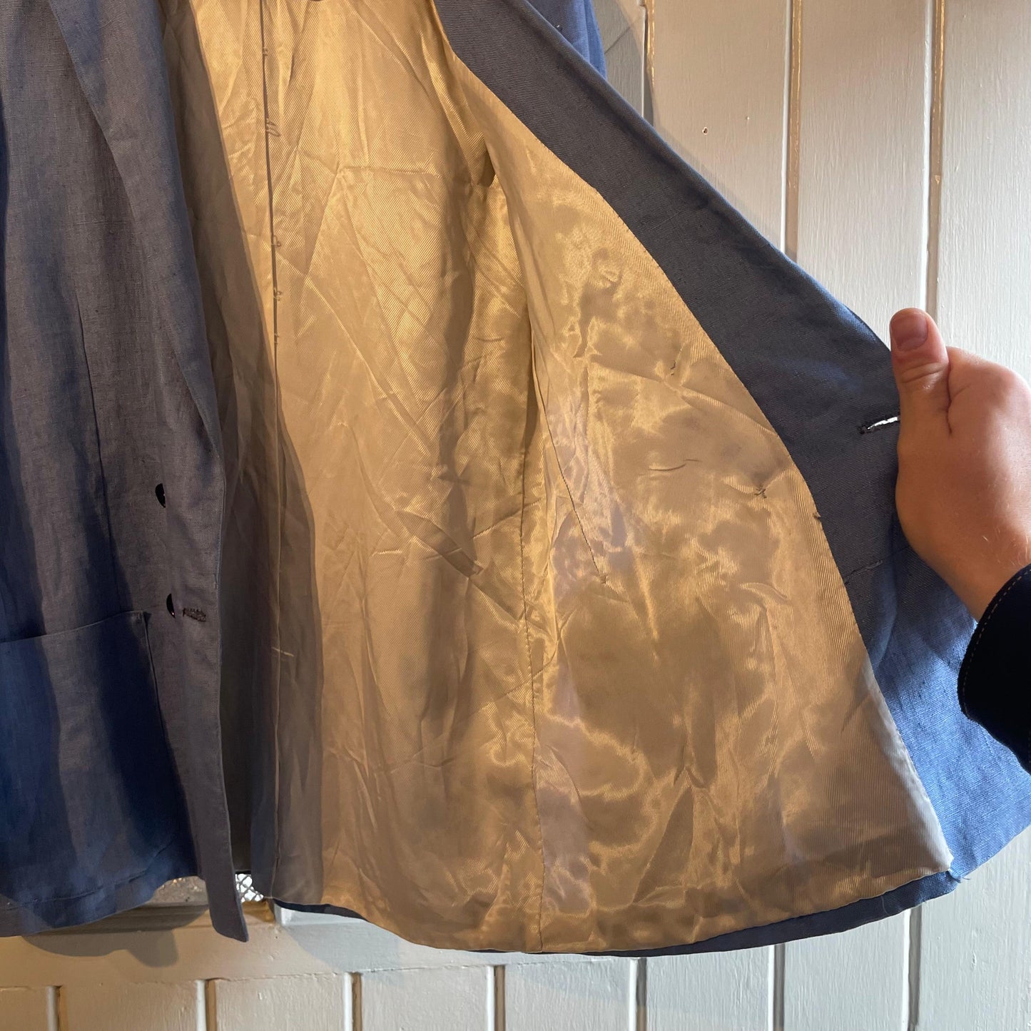 1970s Light Blue Double Breasted Suit Blazer