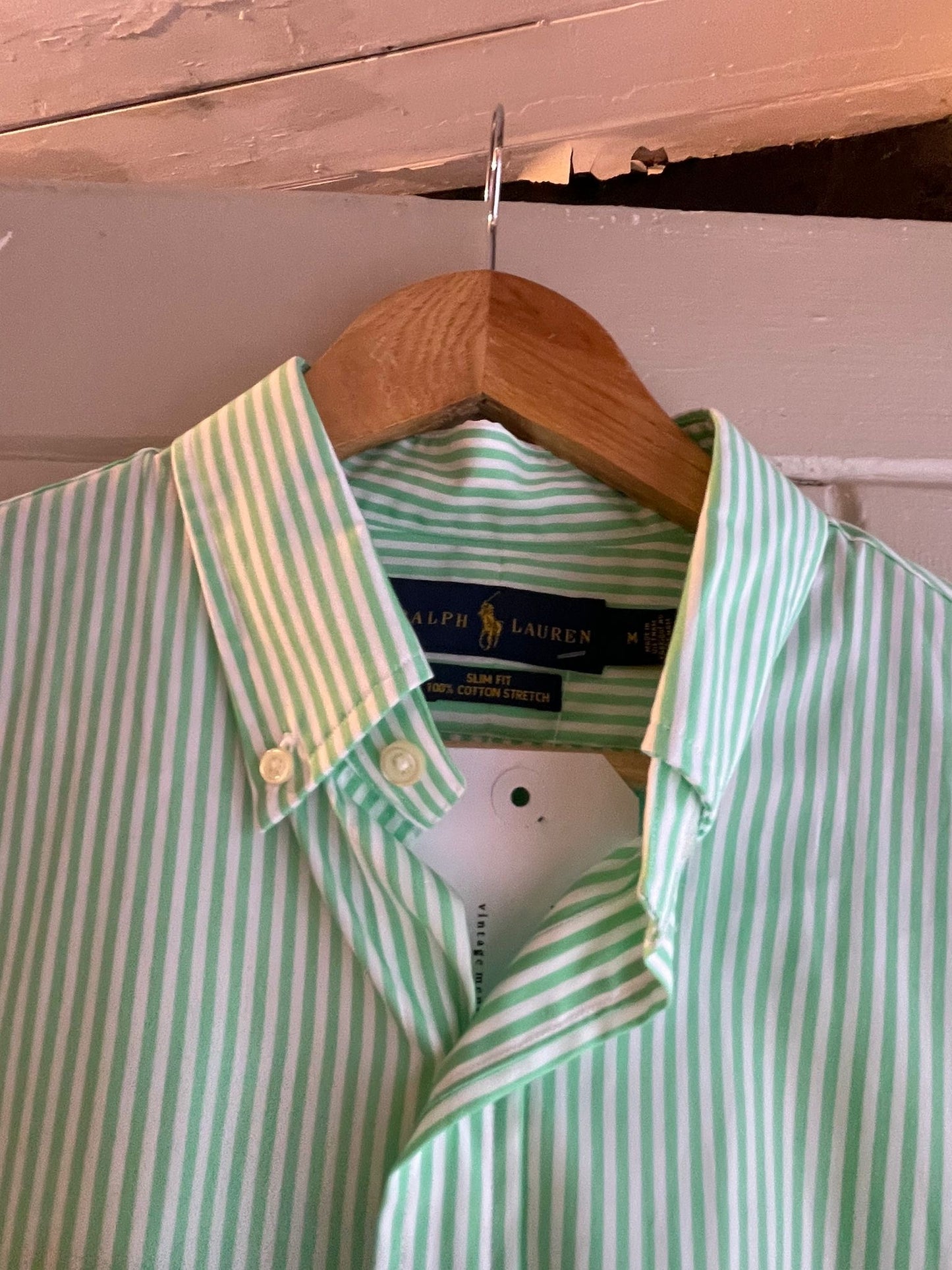 Green Striped Ralph Lauren Button Shirt