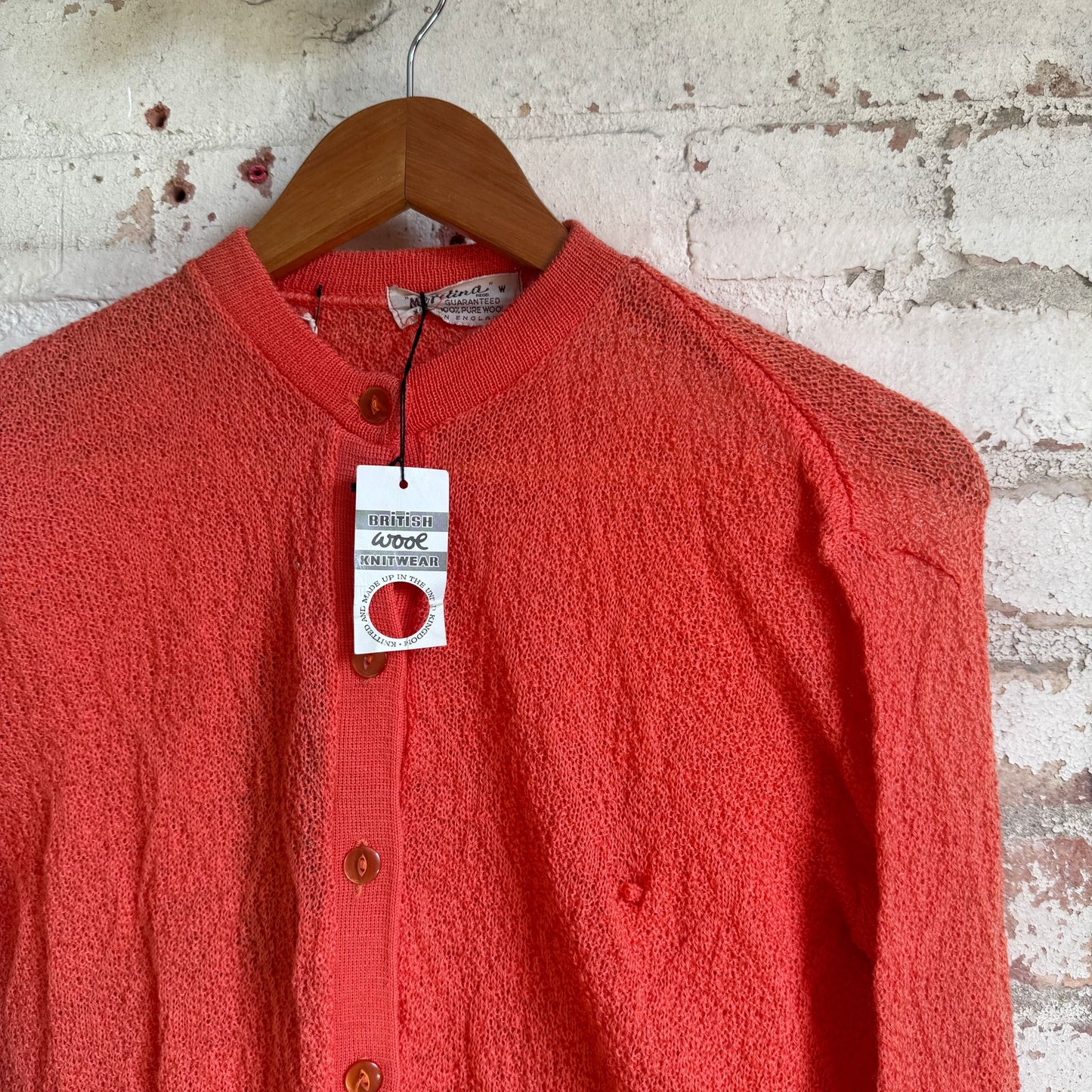 1970s Orange Knitted Cardigan Jumper