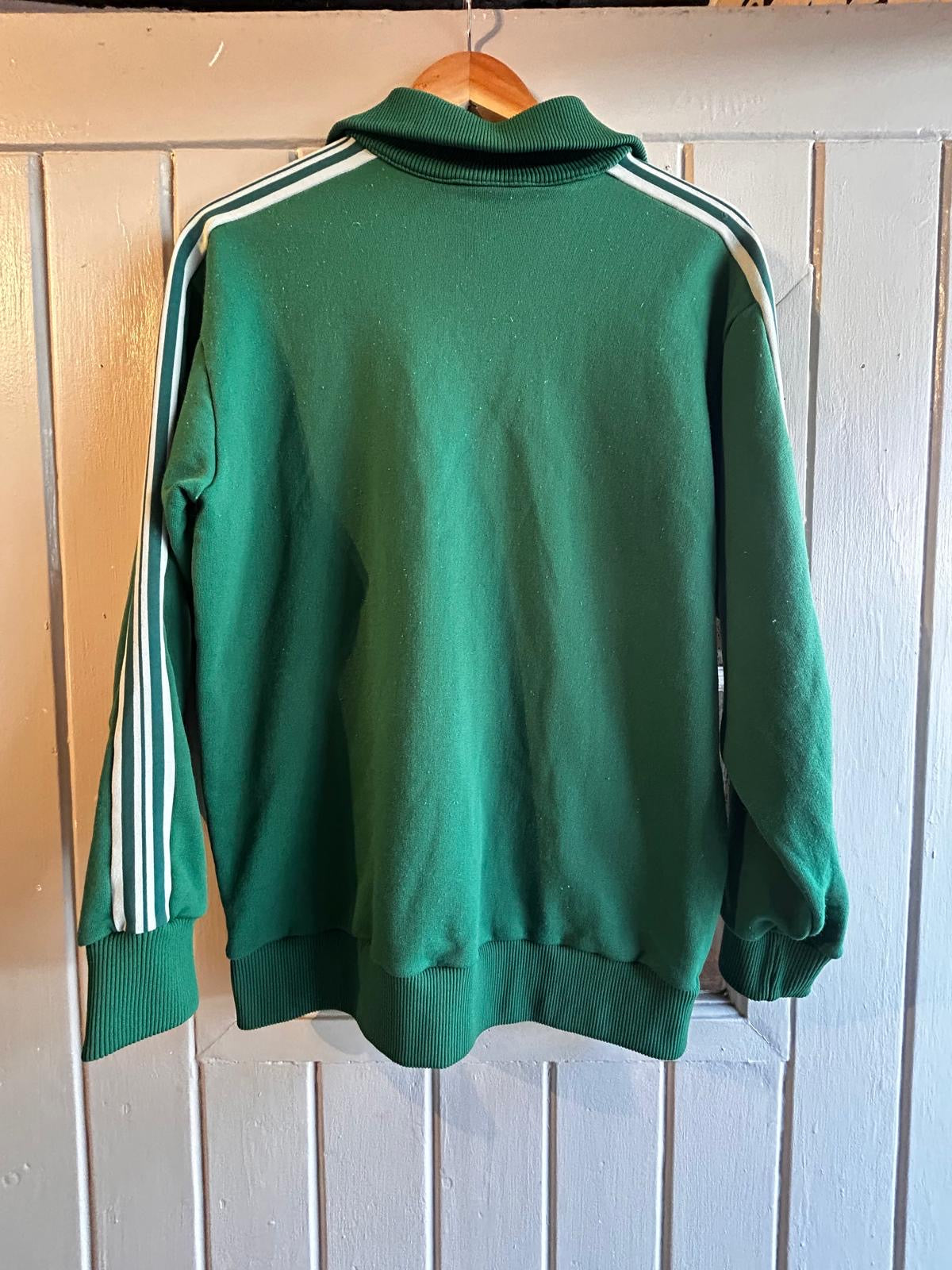 1970s Green Stripe Zip Up Track Top
