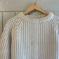 1970s Cream British Ribbed Knitted Wool Jumper