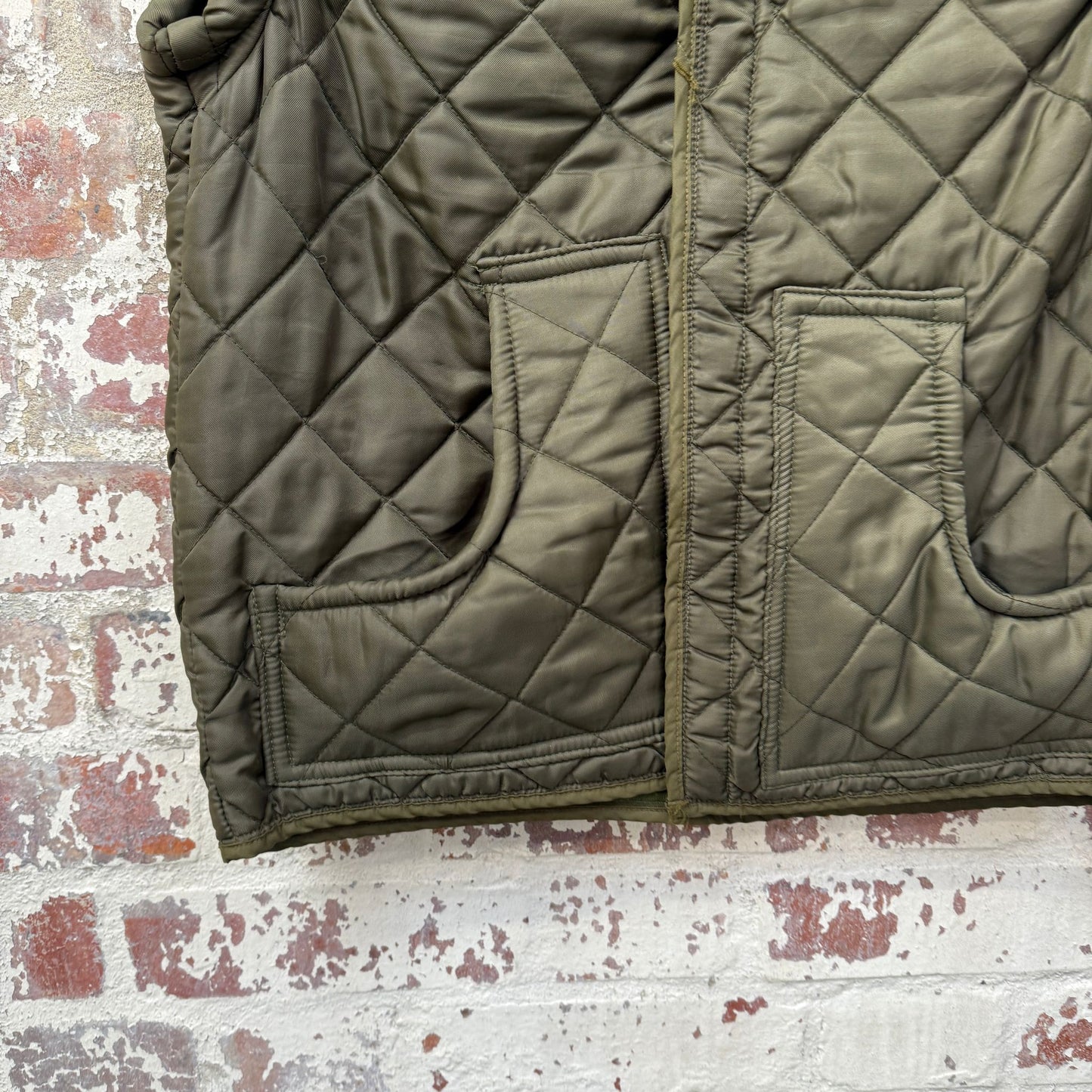 1970s Green Military Padded Puffer Gilet Jacket