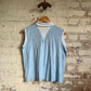 1960s Baby Blue Single V Roll Neck Top