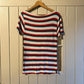1970s Italian Striped Boat Neck Cotton T-Shirt Top