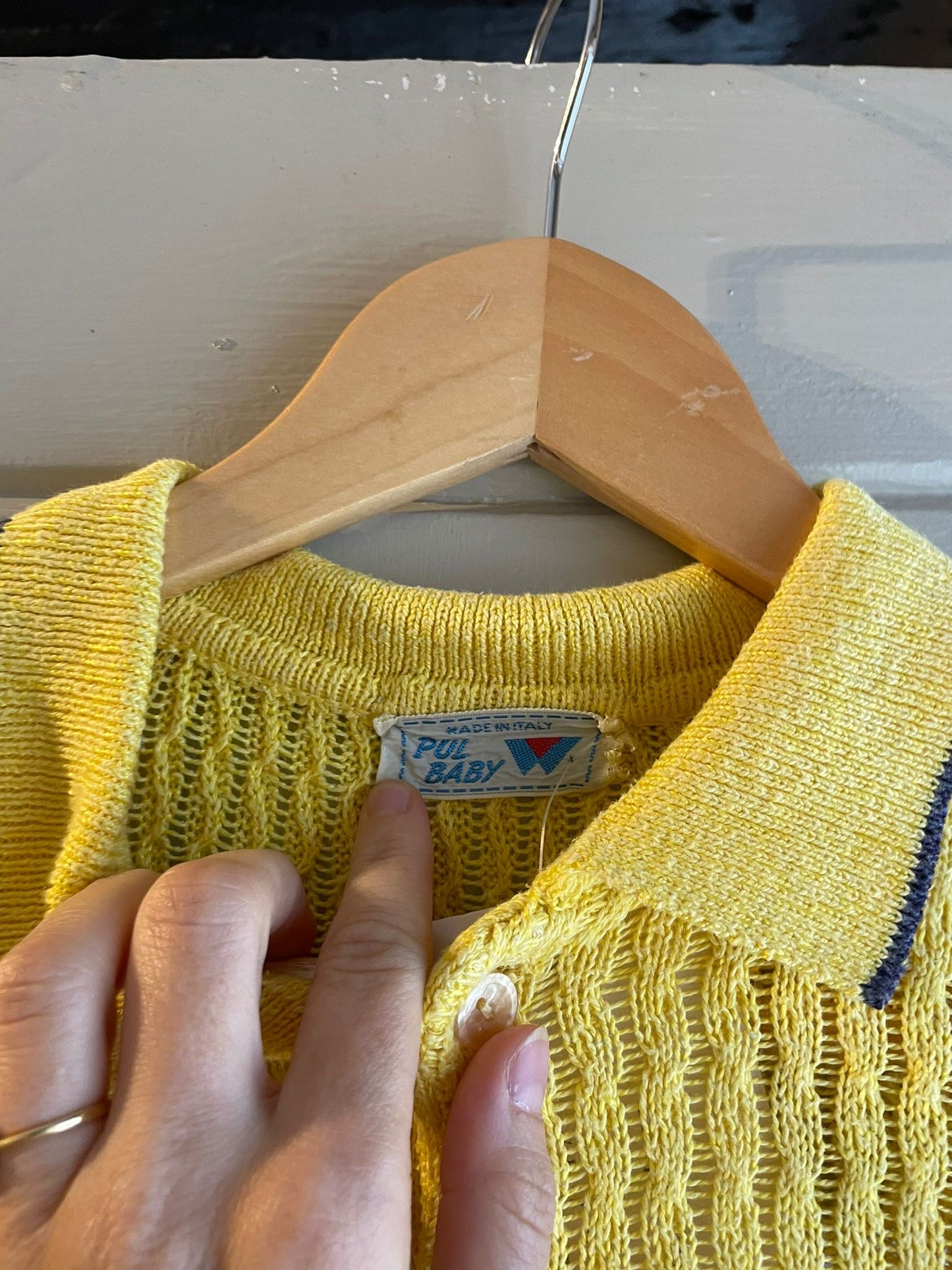 1970s Yellow Knitted Italian Polo Shirt Jumper