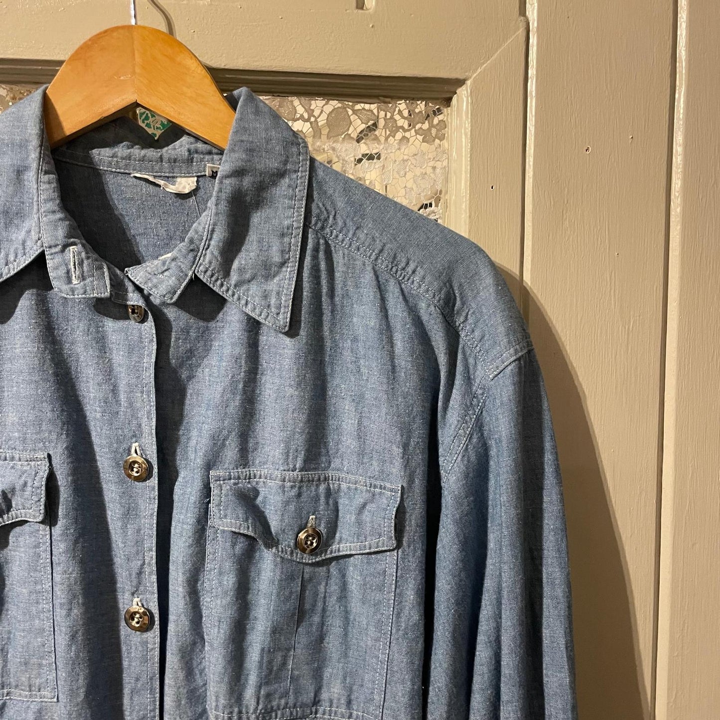 1970s Blue Denim Button Up Shirt
