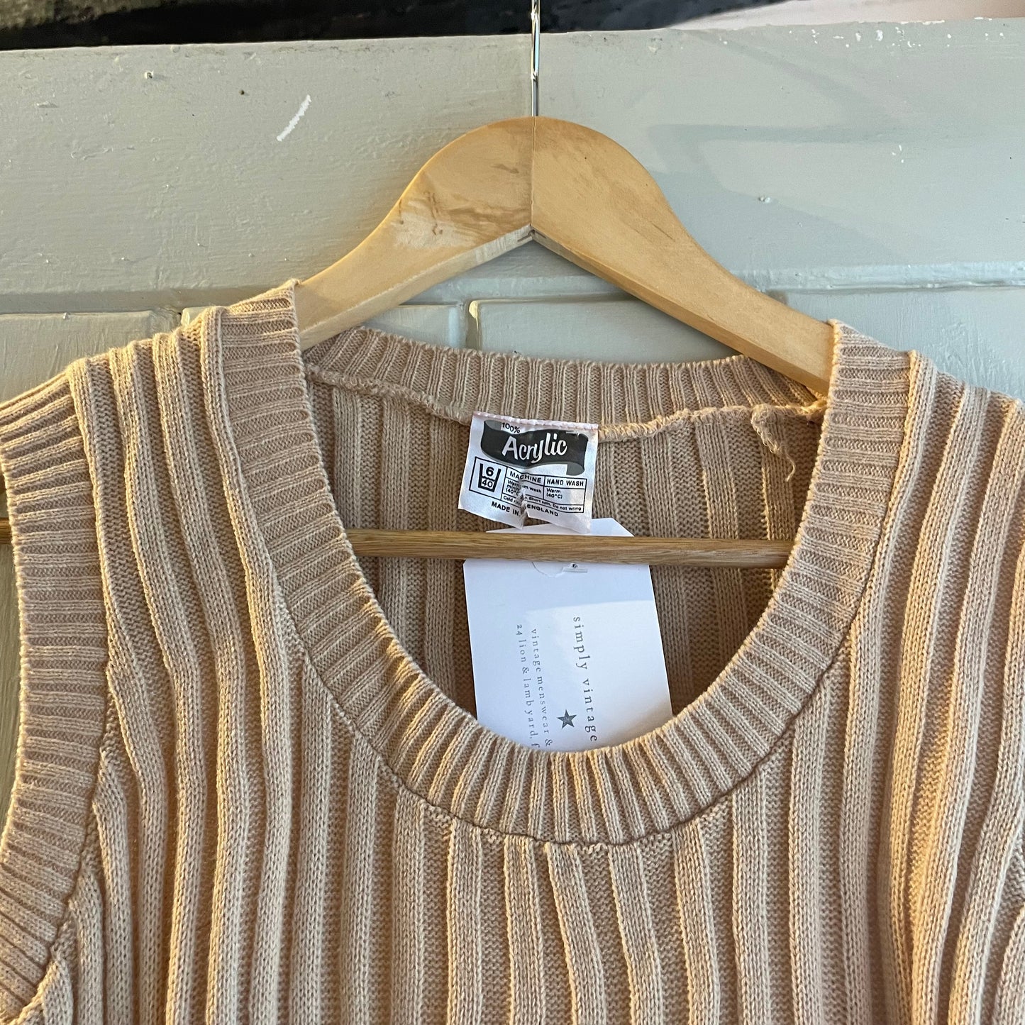 1970s Beige Knitted Tank Sweater Top Vest