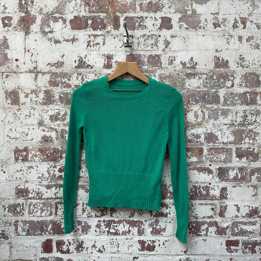 1970s Green Knitted Cotton Jumper