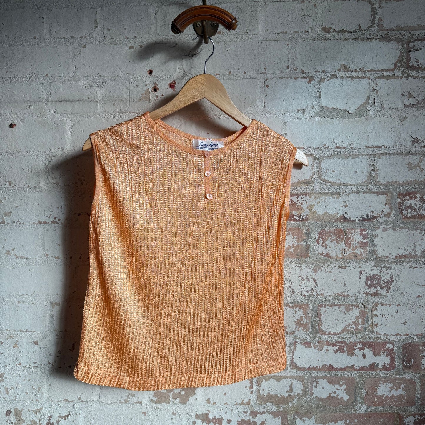 1960s British Rayon Orange Vest Blouse