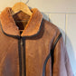 1980s Brown Leather Shearling Sheepskin Flight Jacket Coat