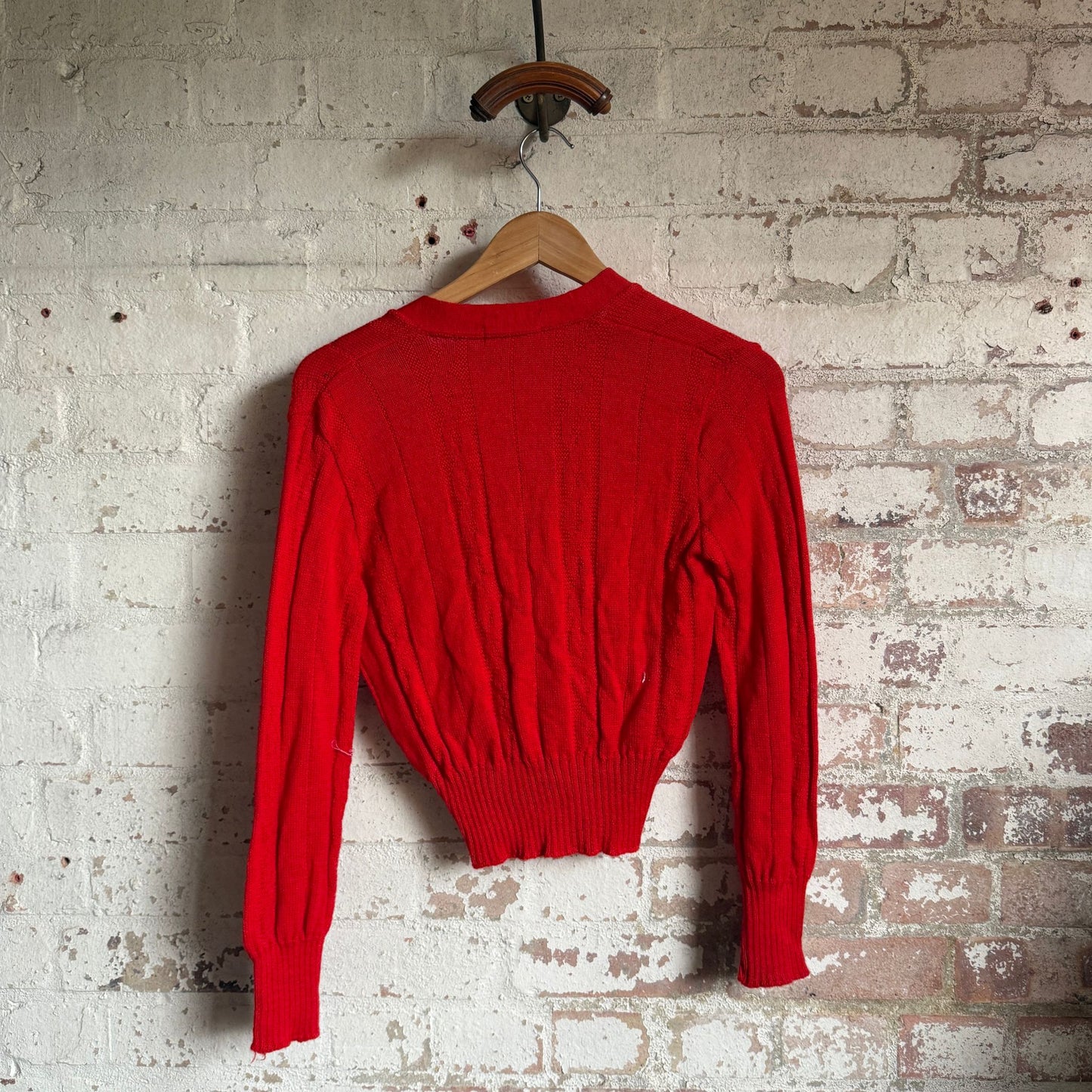 1950s Red Knitted Cardigan Jumper