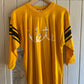 1960s Yellow Rayon Long Sleeve Graphic Top