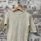 Vintage 1970s 1980s Cream Ribbed Knitted Dress