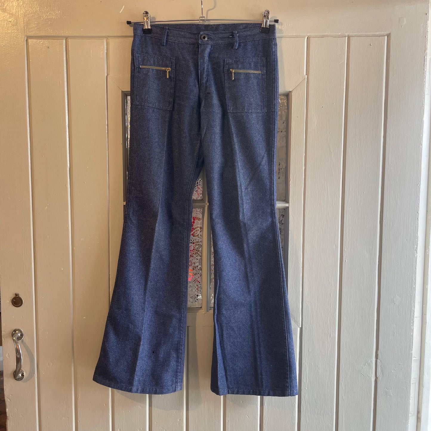 1970s Grey Flared Zip Pocket Trousers