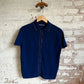 1970s Navy Mod Stitched Knitted Polo Shirt