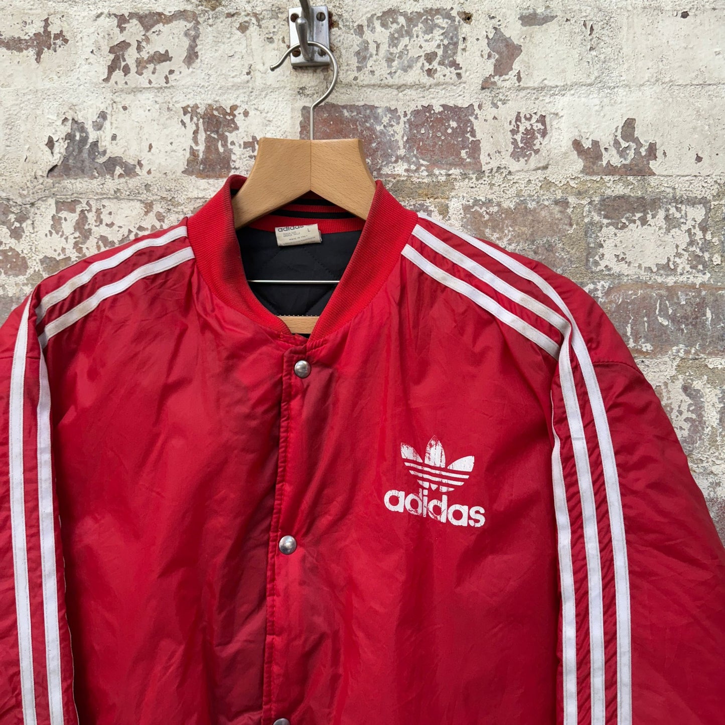 1980s Red Padded Adidas Bomber Jacket