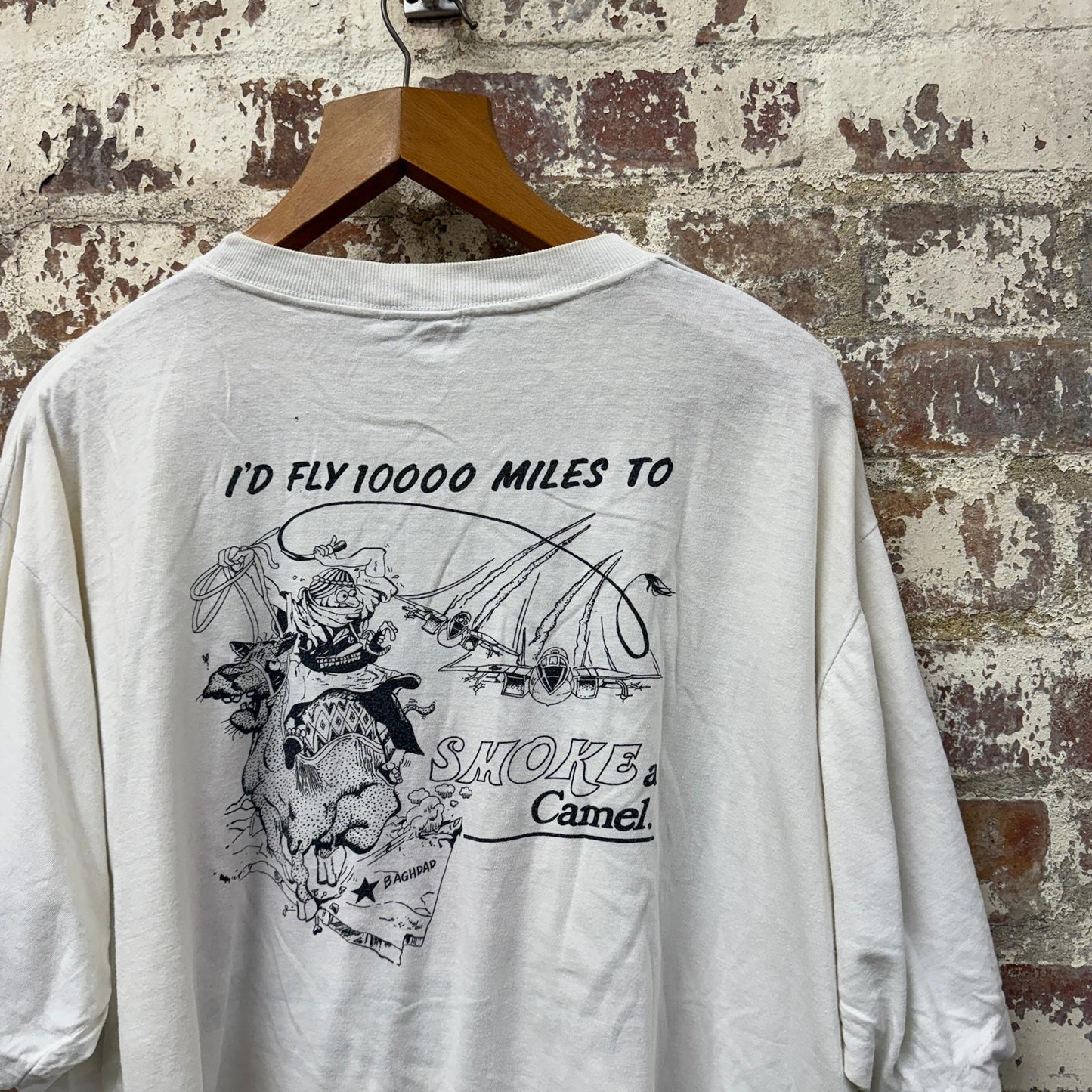 1980s White British Military Graphic T-Shirt