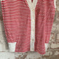 1970s Red Striped Cotton Button Cardigan Vest Top