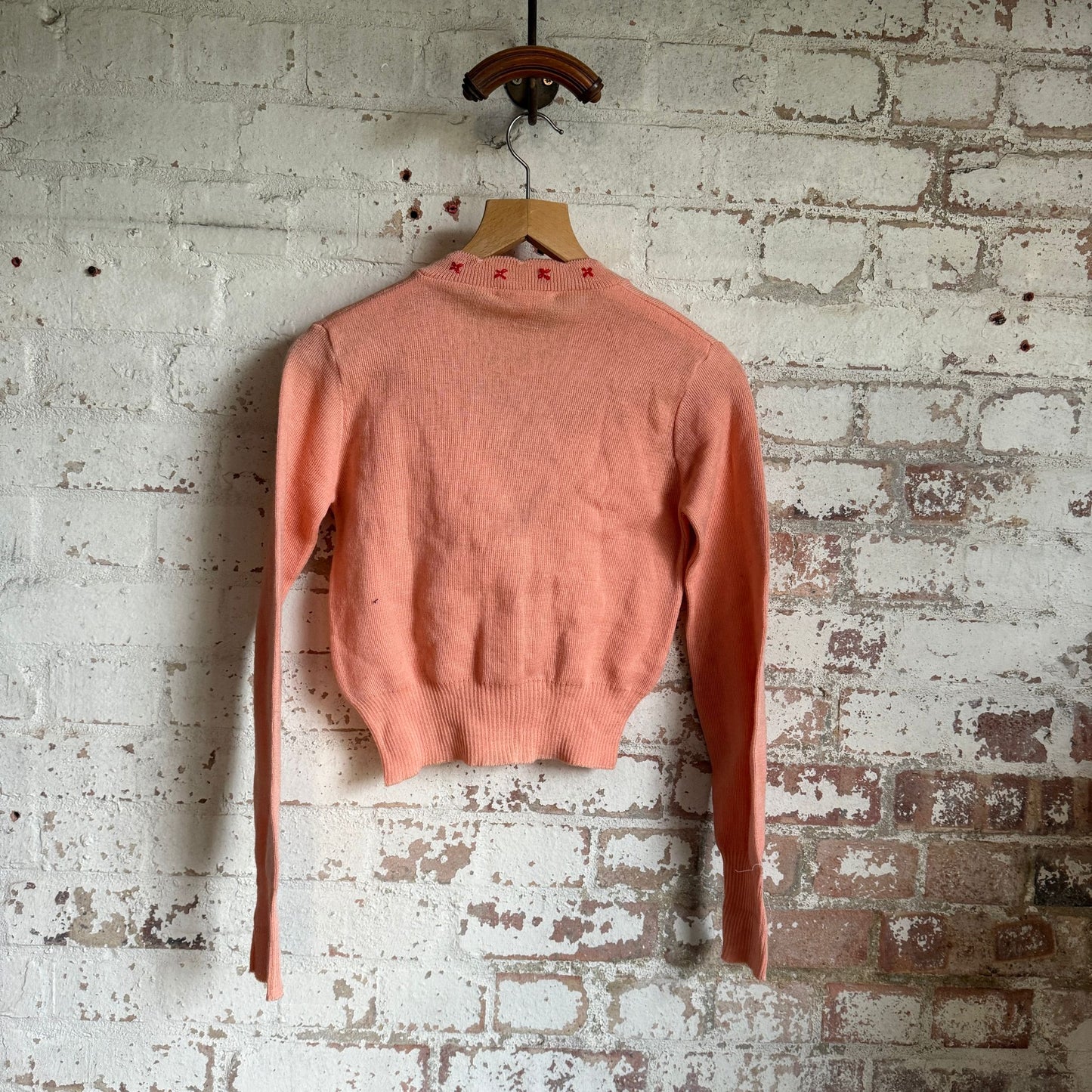 1950s Peach Knitted Cardigan Jumper