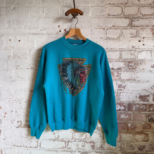 1990s Turquoise Graphic Sweatshirt