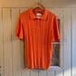 1980s Orange Cable Knitted Polo Shirt
