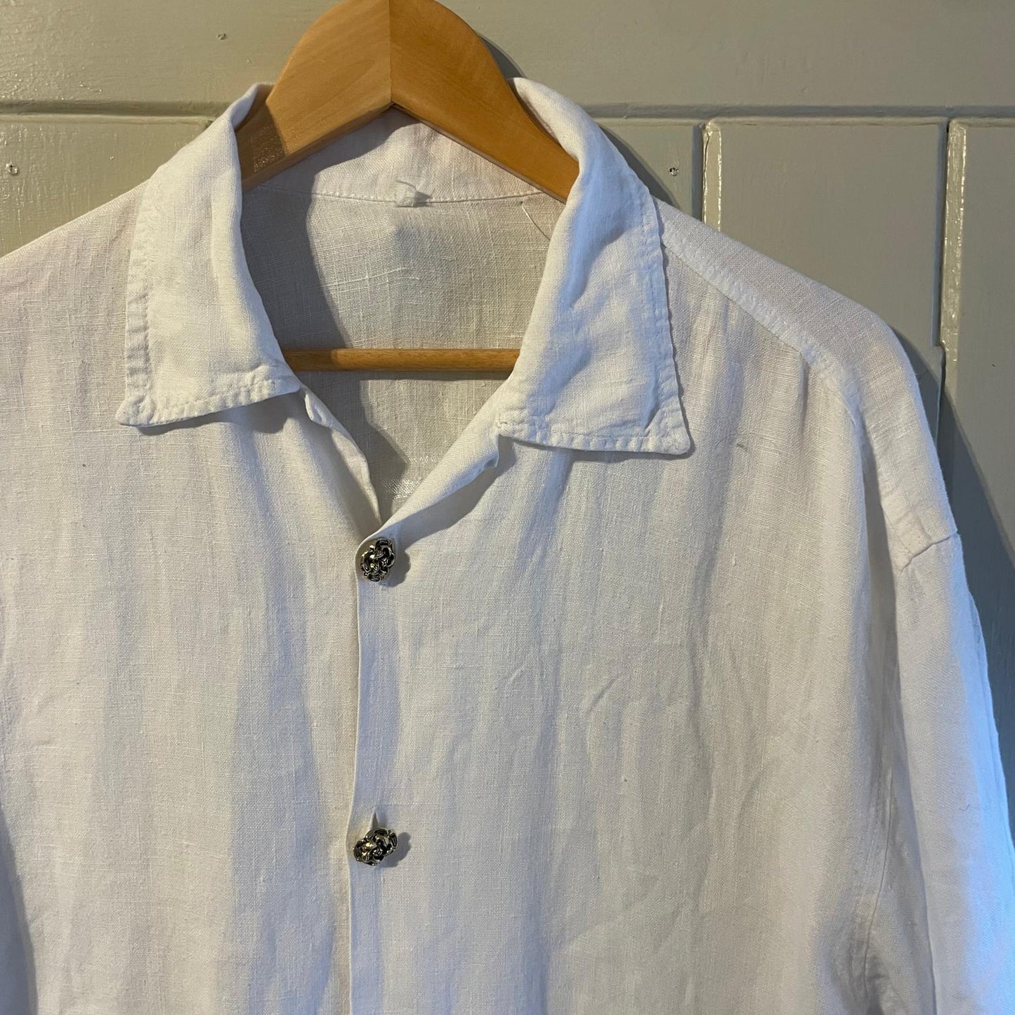 1960s White Italian Linen Button Shirt