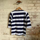 1980s Black and White Striped Boat Neck Long Sleeve Top
