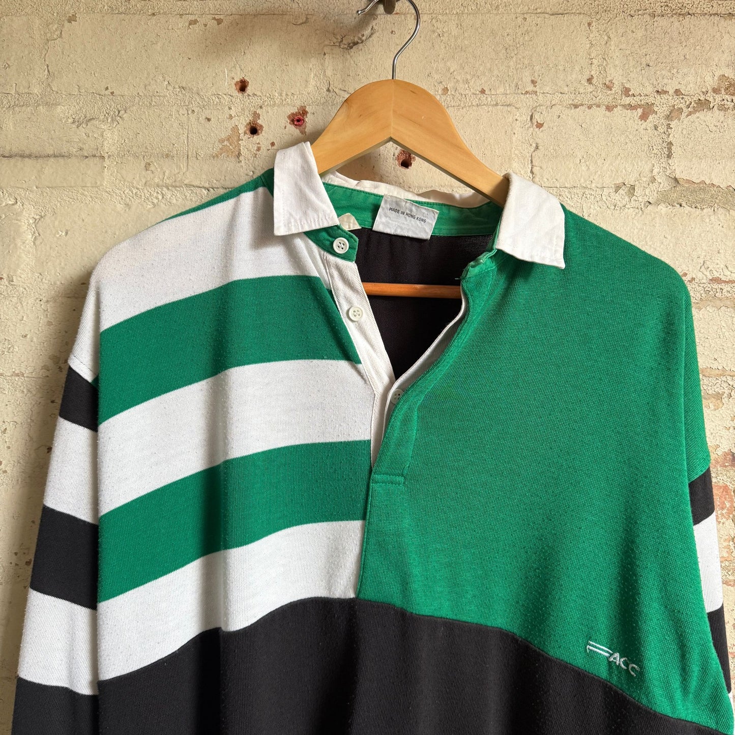 1980s Green Striped Rugby Shirt