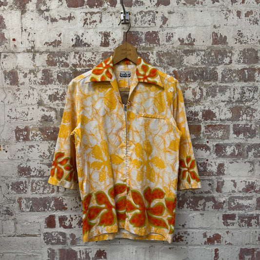 1960s Yellow Hawaiian Zip Shirt