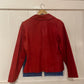 1990s Y2K Red Snake Skin Style Italian Leather Suede Jacket