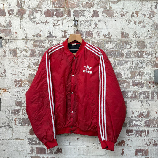 1980s Red Padded Adidas Bomber Jacket