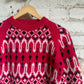 1970s Red Knitted Italian Aztec Knitted Jumper