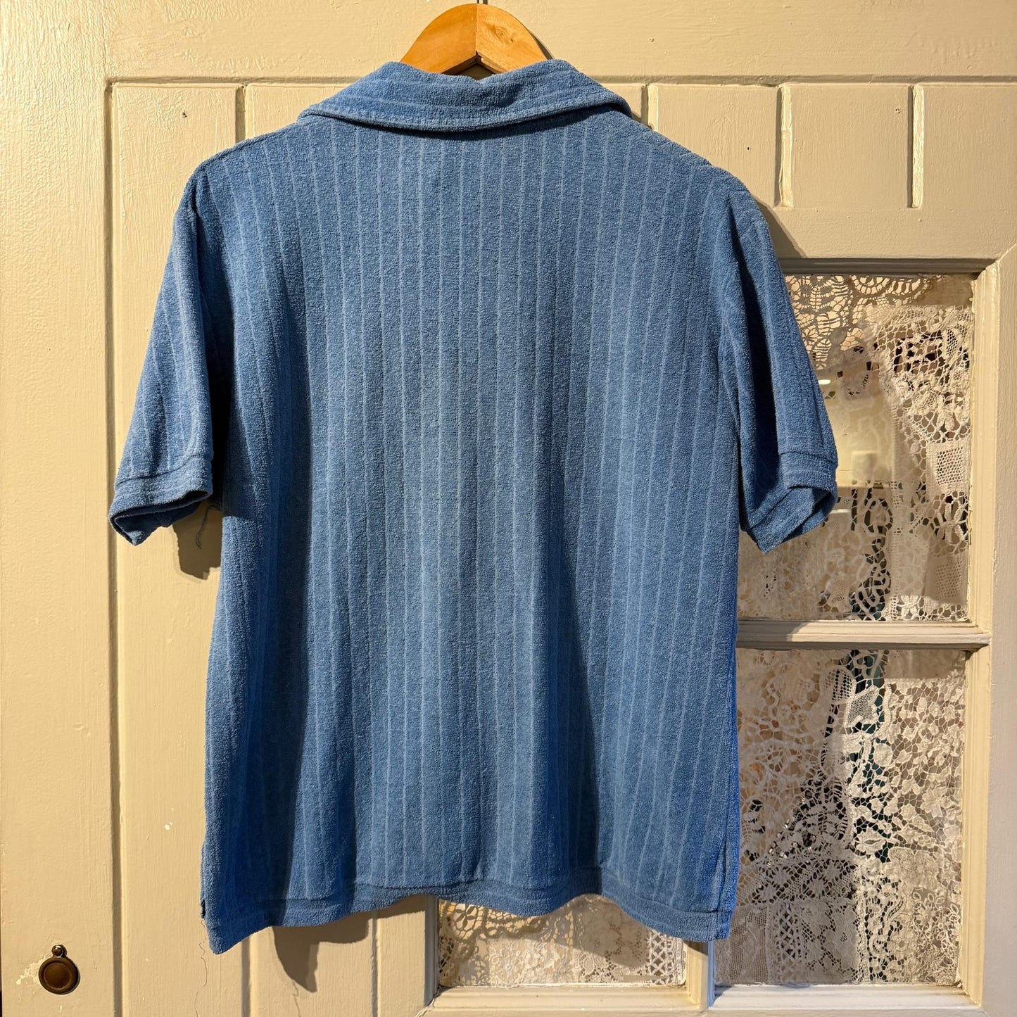 1970s Blue Towelling Lesiure Polo Shirt
