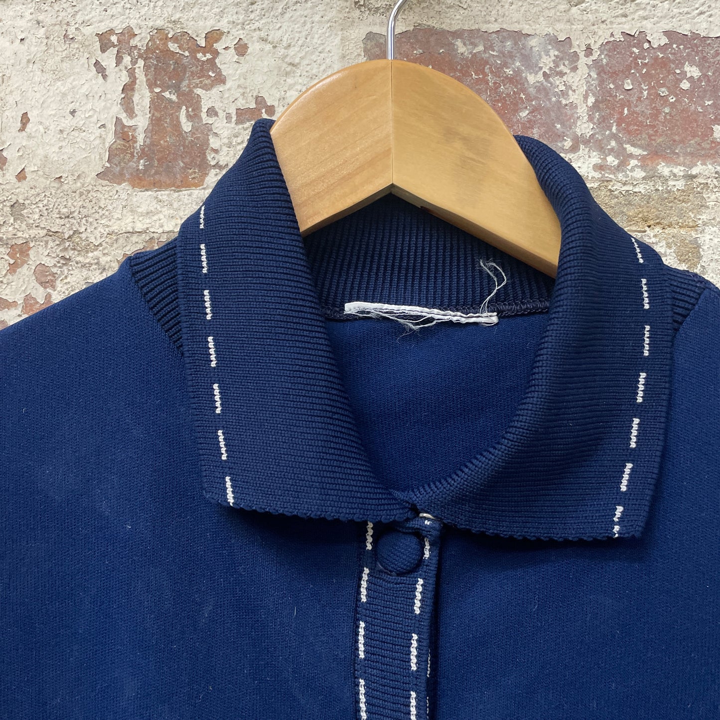 Vintage 1970s 1980s Navy Blue Button Up Shirt
