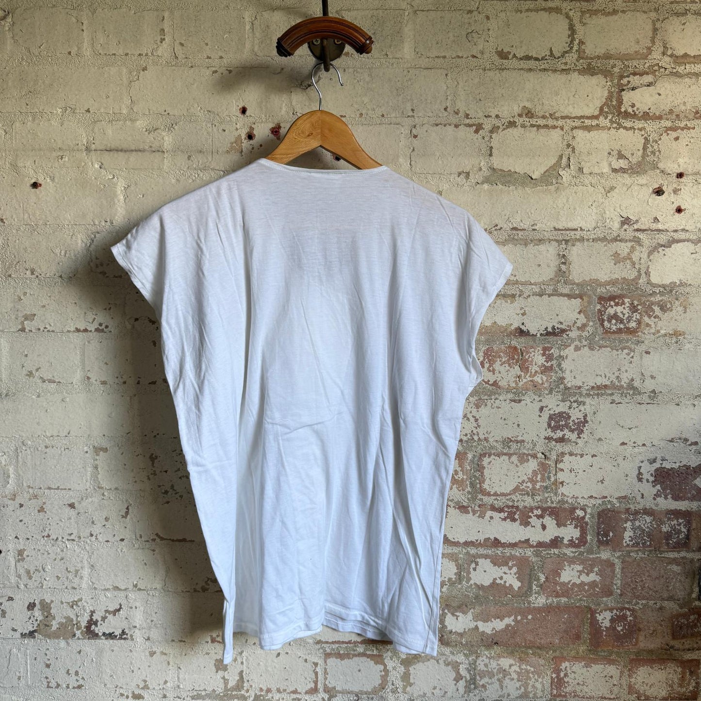 1980s Unusual Design White Button T-Shirt Top