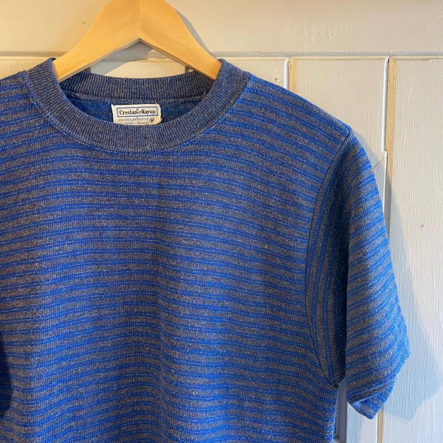 1960s Blue Striped Short Sleeved Sweatshirt