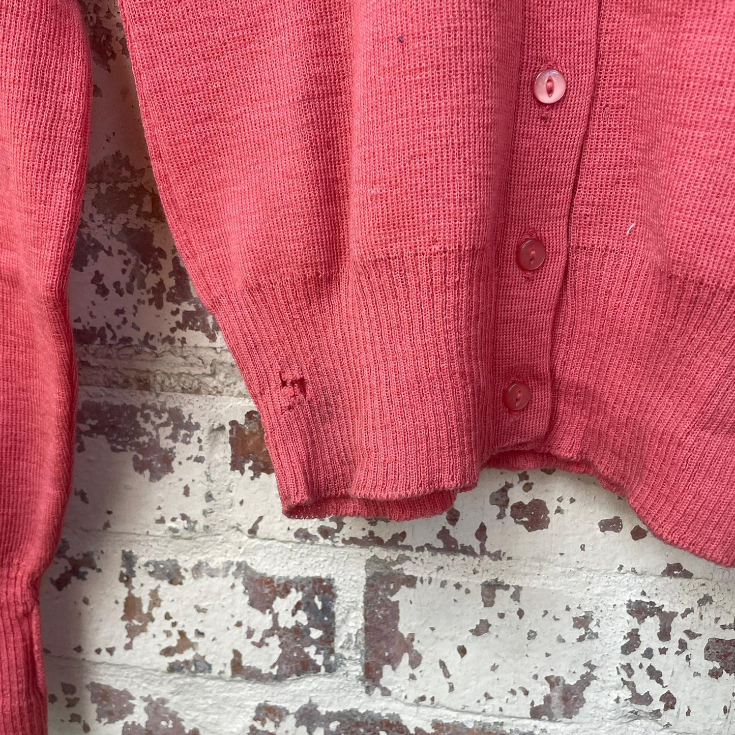 Vintage 1940s 1950s Pink Knitted Wool Cardigan Jumper