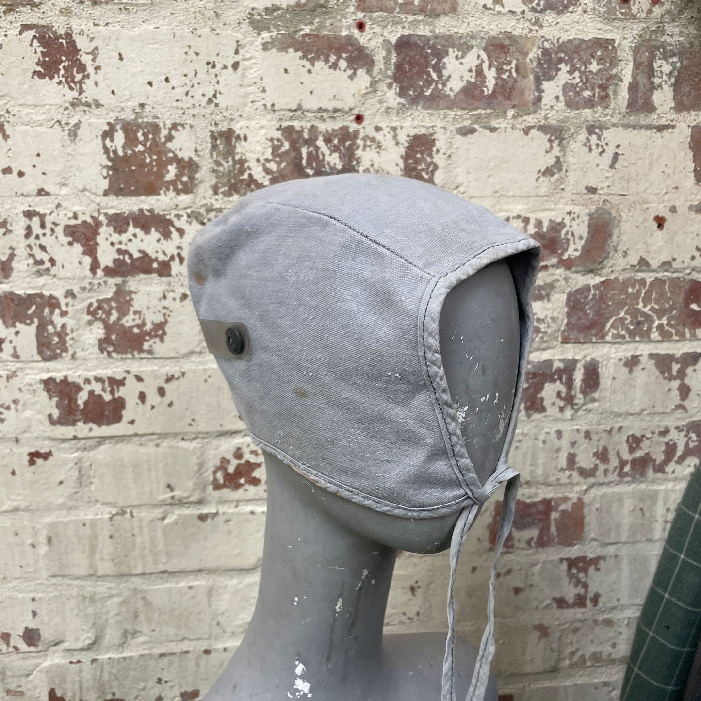 Vintage 1970s 1980s Grey Cotton Flight Cap Hat