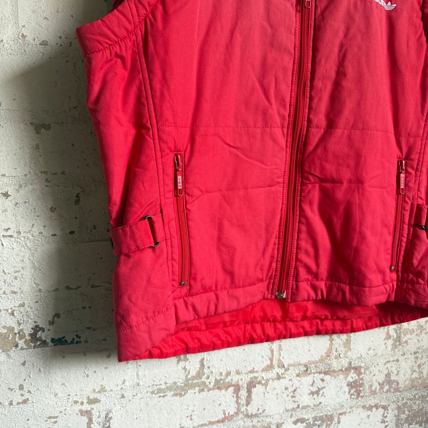 1980s Red Adidas Padded Gilet Jacket