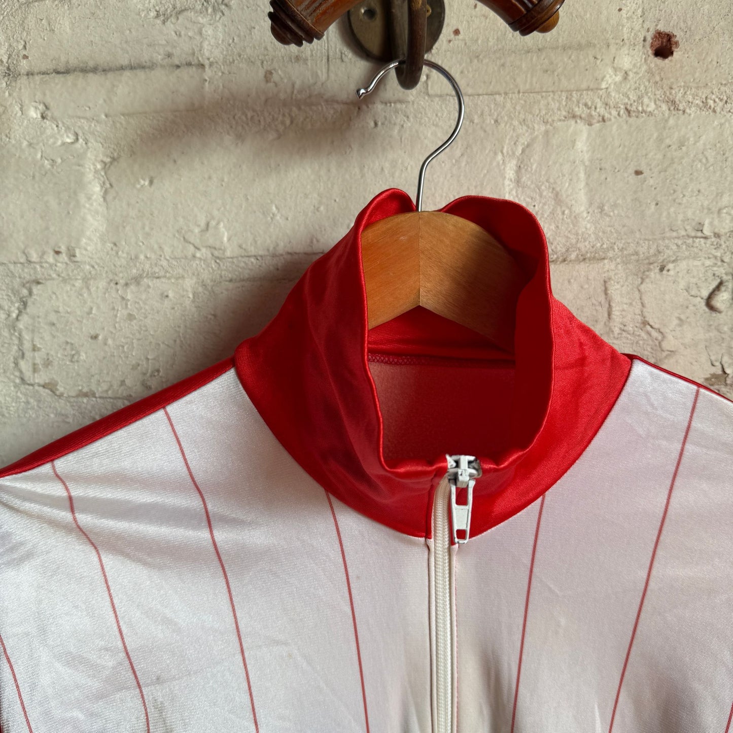 1980s Italian Red and White Zip Up Track Top