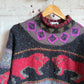 1980s Black Patterned Knitted Jumper