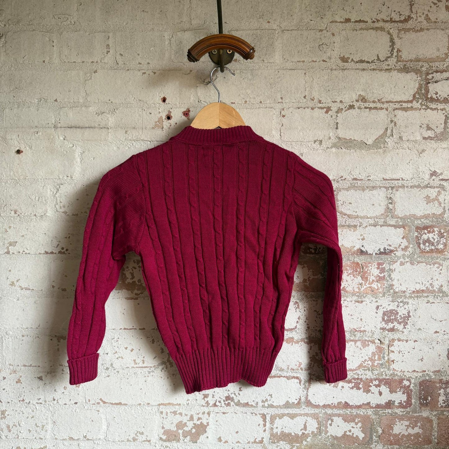 1940s Burgundy Red Knitted Wool Jumper