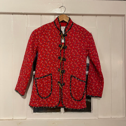 1970s Red Padded Floral Cotton Jacket